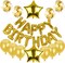 Happy Birthday Balloon Banner Golden Letters Set Mylar Balloon Birthday Party Supplies